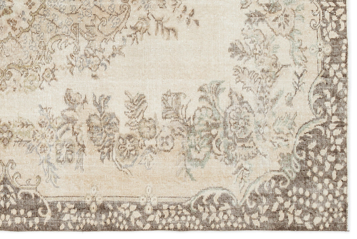 Beige Over Dyed Vintage Rug 5&#39;9&#39;&#39; x 8&#39;7&#39;&#39; ft 176 x 262 cm