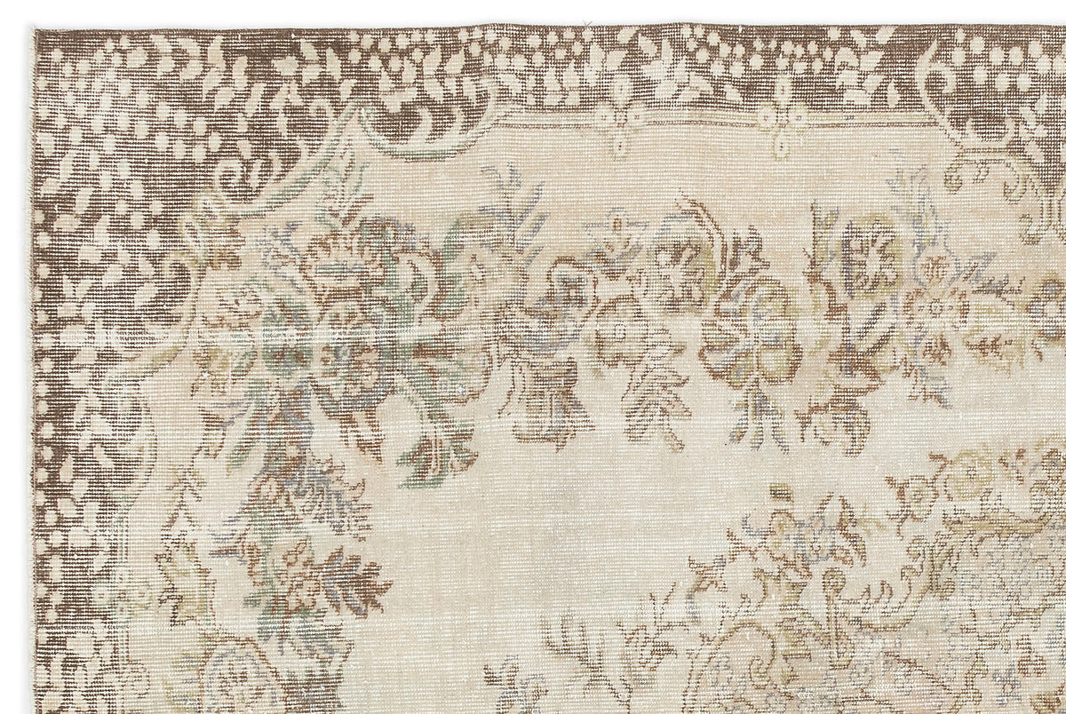 Beige Over Dyed Vintage Rug 5&#39;9&#39;&#39; x 8&#39;7&#39;&#39; ft 176 x 262 cm