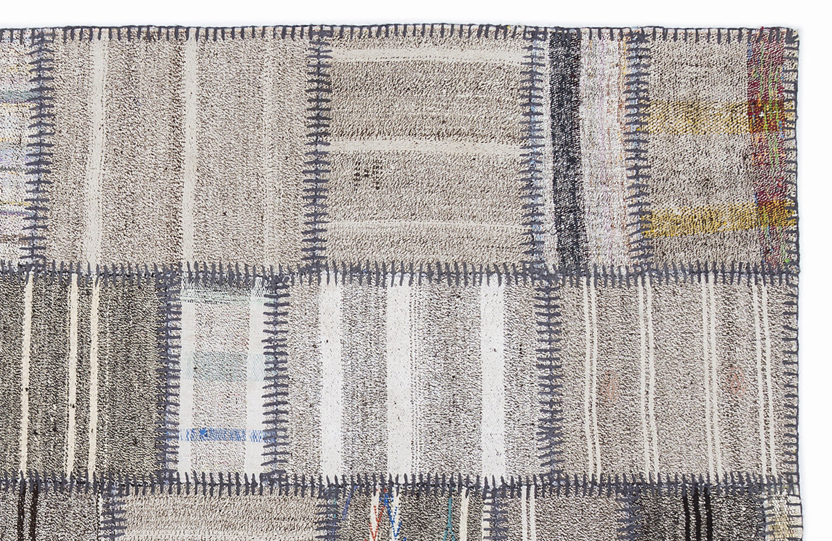 Striped Over Dyed Kilim Patchwork Unique Rug 5&#39;3&#39;&#39; x 7&#39;7&#39;&#39; ft 160 x 230 cm