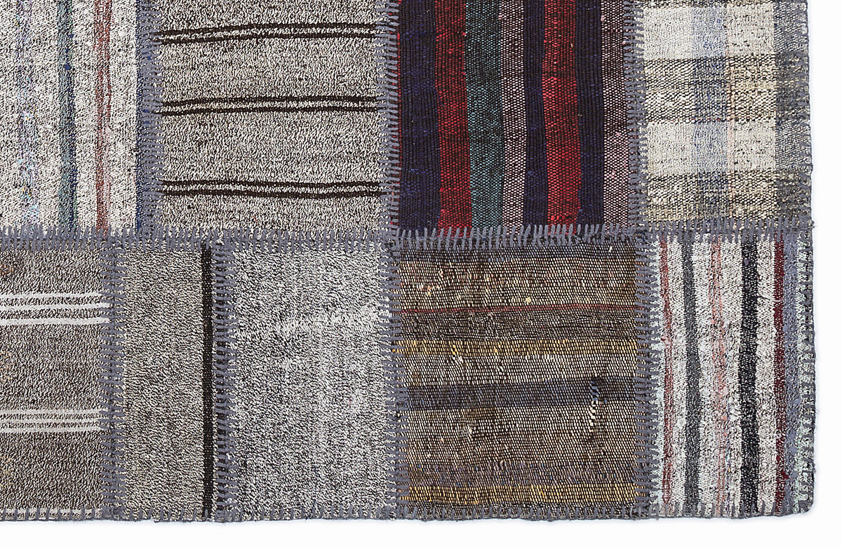 Striped Over Dyed Kilim Patchwork Unique Rug 5&#39;3&#39;&#39; x 7&#39;7&#39;&#39; ft 160 x 230 cm