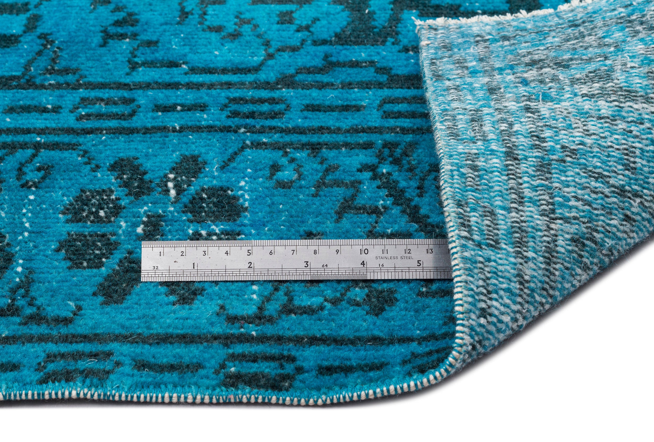 Turquoise  Over Dyed Vintage Rug 5'9'' x 10'8'' ft 175 x 326 cm