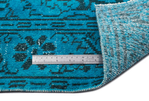 Turquoise  Over Dyed Vintage Rug 5'9'' x 10'8'' ft 175 x 326 cm