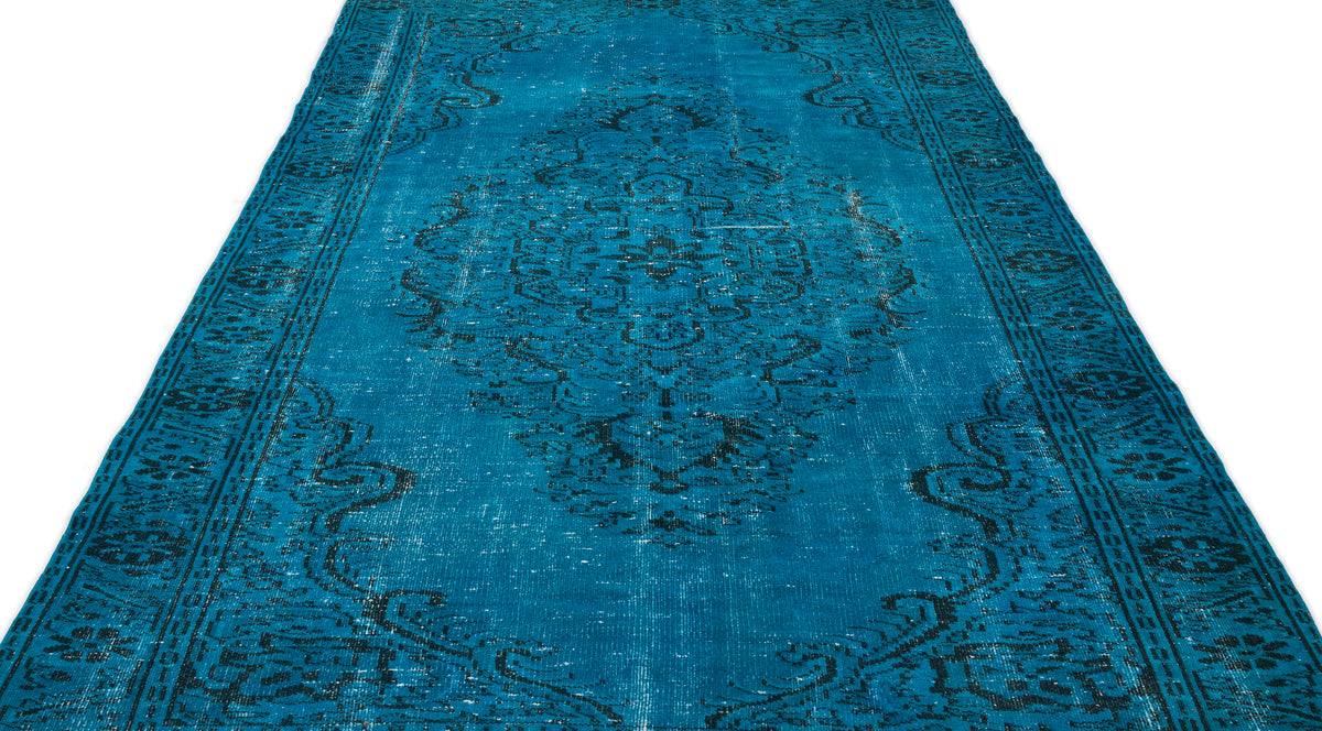 Turquoise  Over Dyed Vintage Rug 5&#39;9&#39;&#39; x 10&#39;8&#39;&#39; ft 175 x 326 cm