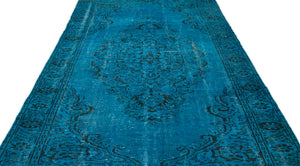 Turquoise  Over Dyed Vintage Rug 5'9'' x 10'8'' ft 175 x 326 cm