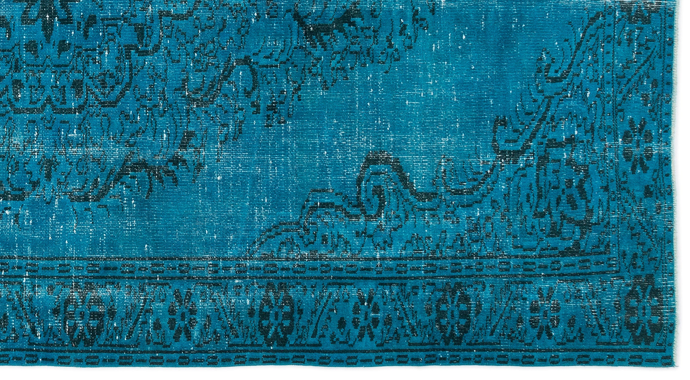 Turquoise  Over Dyed Vintage Rug 5'9'' x 10'8'' ft 175 x 326 cm