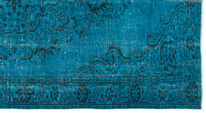 Turquoise  Over Dyed Vintage Rug 5'9'' x 10'8'' ft 175 x 326 cm