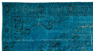Turquoise  Over Dyed Vintage Rug 5'9'' x 10'8'' ft 175 x 326 cm
