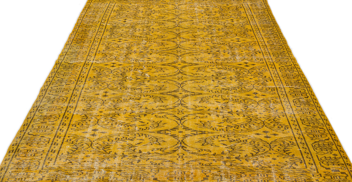 Yellow Over Dyed Vintage Rug 5&#39;9&#39;&#39; x 9&#39;4&#39;&#39; ft 175 x 285 cm