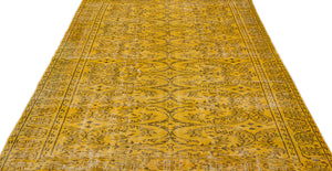 Yellow Over Dyed Vintage Rug 5'9'' x 9'4'' ft 175 x 285 cm