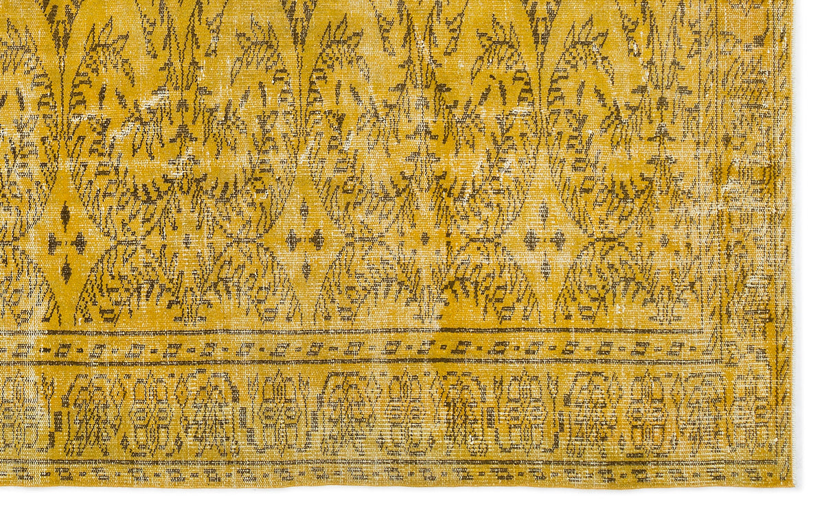 Yellow Over Dyed Vintage Rug 5&#39;9&#39;&#39; x 9&#39;4&#39;&#39; ft 175 x 285 cm