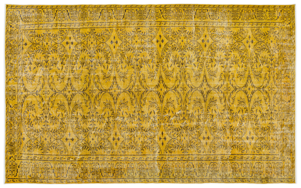 Yellow Over Dyed Vintage Rug 5&#39;9&#39;&#39; x 9&#39;4&#39;&#39; ft 175 x 285 cm