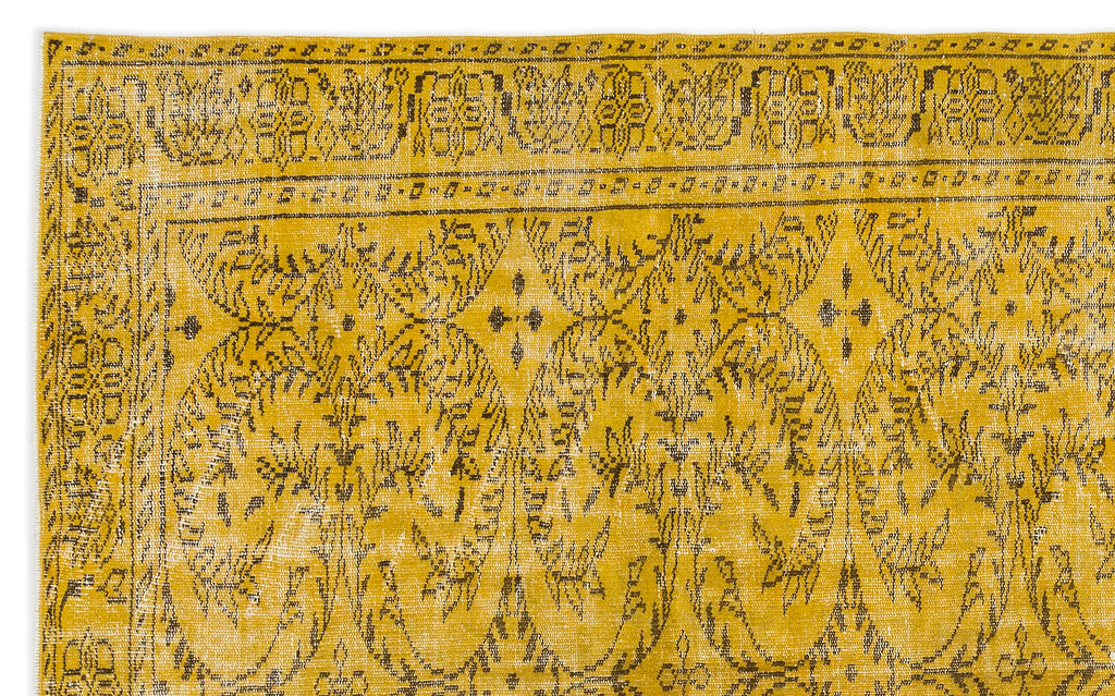 Yellow Over Dyed Vintage Rug 5'9'' x 9'4'' ft 175 x 285 cm