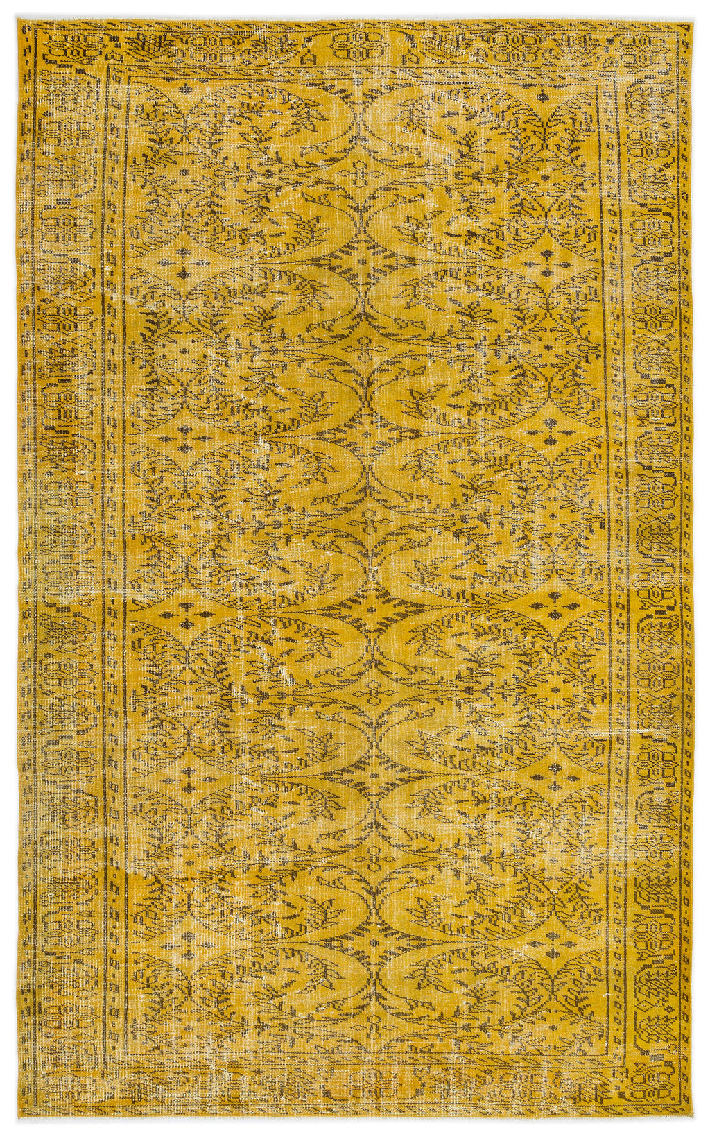 Yellow Over Dyed Vintage Rug 5'9'' x 9'4'' ft 175 x 285 cm