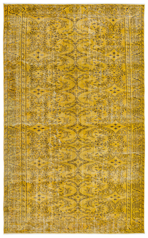 Yellow Over Dyed Vintage Rug 5'9'' x 9'4'' ft 175 x 285 cm