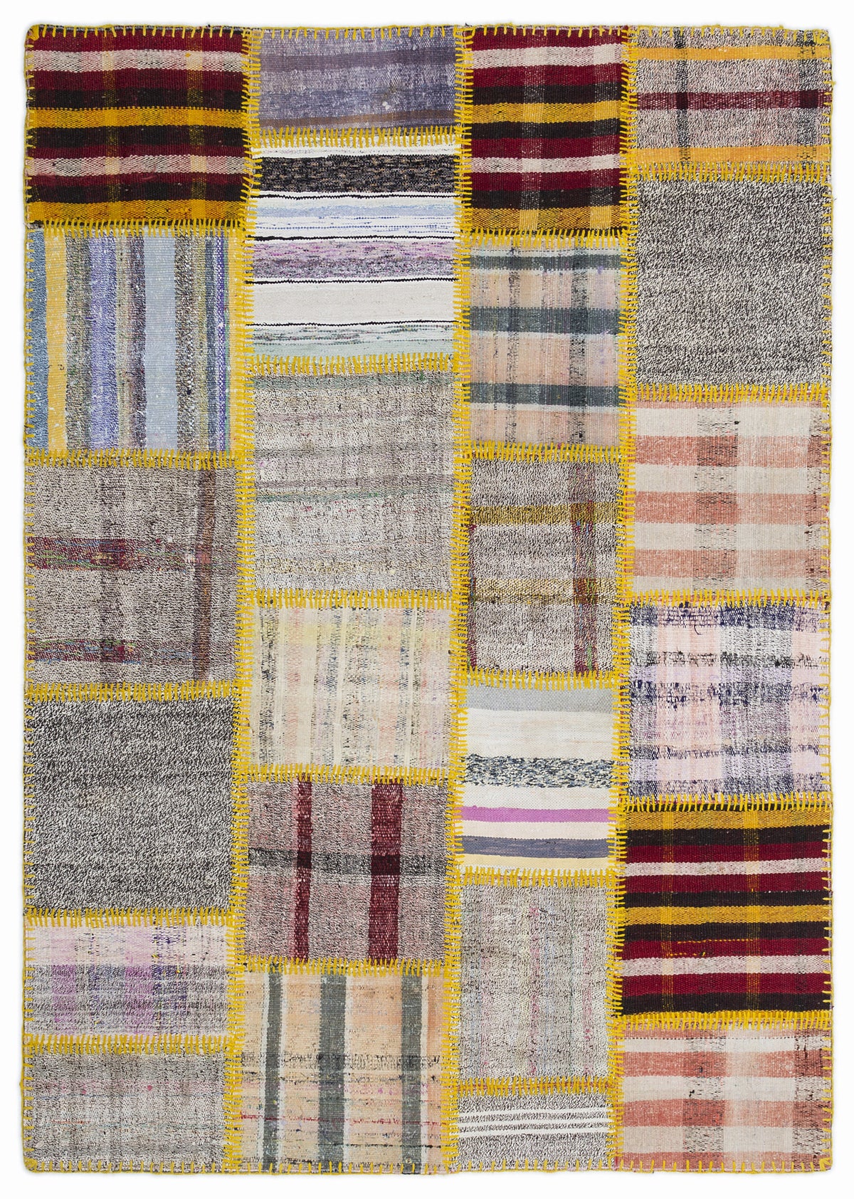 Mixed Over Dyed Kilim Patchwork Unique Rug 5&#39;3&#39;&#39; x 7&#39;7&#39;&#39; ft 160 x 230 cm