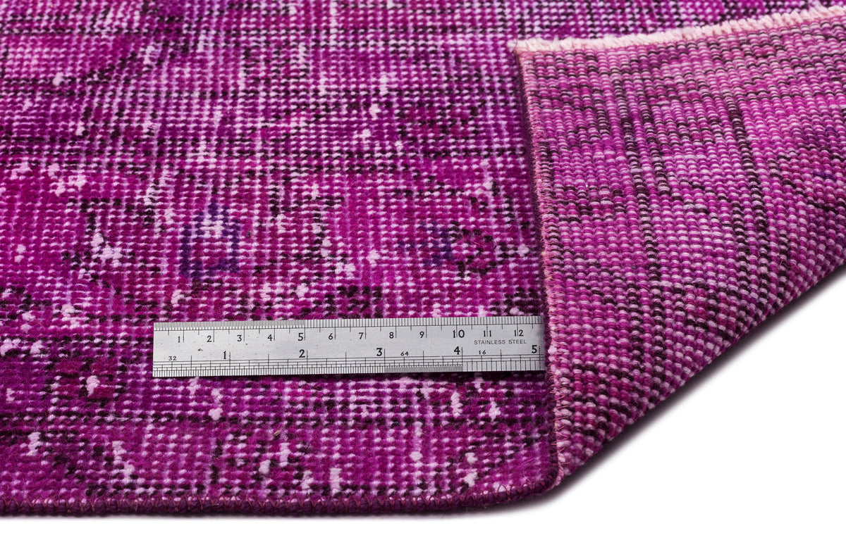 Fuchsia Over Dyed Vintage Rug 6'6'' x 10'6'' ft 198 x 320 cm