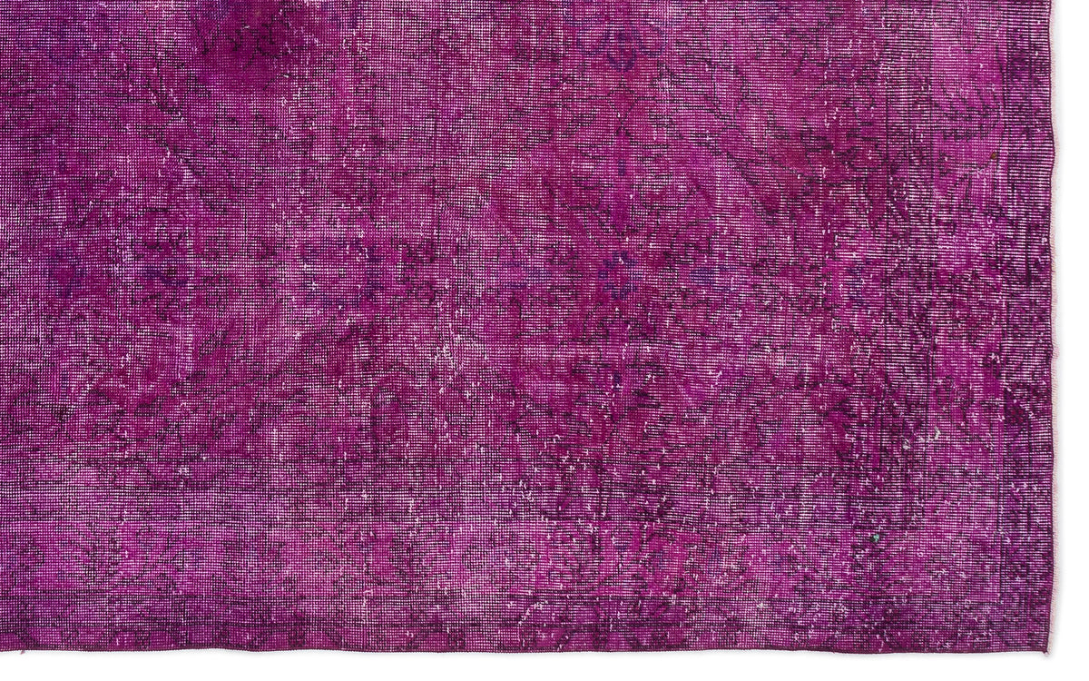 Fuchsia Over Dyed Vintage Rug 6'6'' x 10'6'' ft 198 x 320 cm