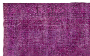 Fuchsia Over Dyed Vintage Rug 6'6'' x 10'6'' ft 198 x 320 cm