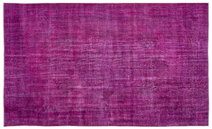 Fuchsia Over Dyed Vintage Rug 5'5'' x 8'12'' ft 164 x 274 cm