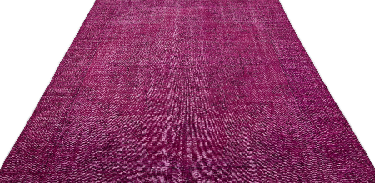 Fuchsia Over Dyed Vintage Rug 6&#39;3&#39;&#39; x 9&#39;2&#39;&#39; ft 190 x 280 cm