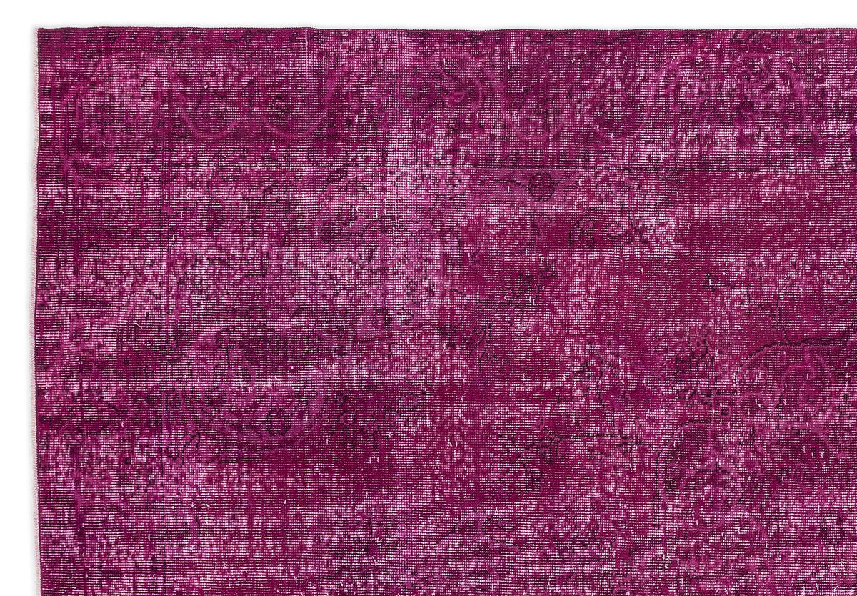 Fuchsia Over Dyed Vintage Rug 6&#39;3&#39;&#39; x 9&#39;2&#39;&#39; ft 190 x 280 cm