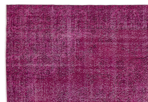 Fuchsia Over Dyed Vintage Rug 6'3'' x 9'2'' ft 190 x 280 cm