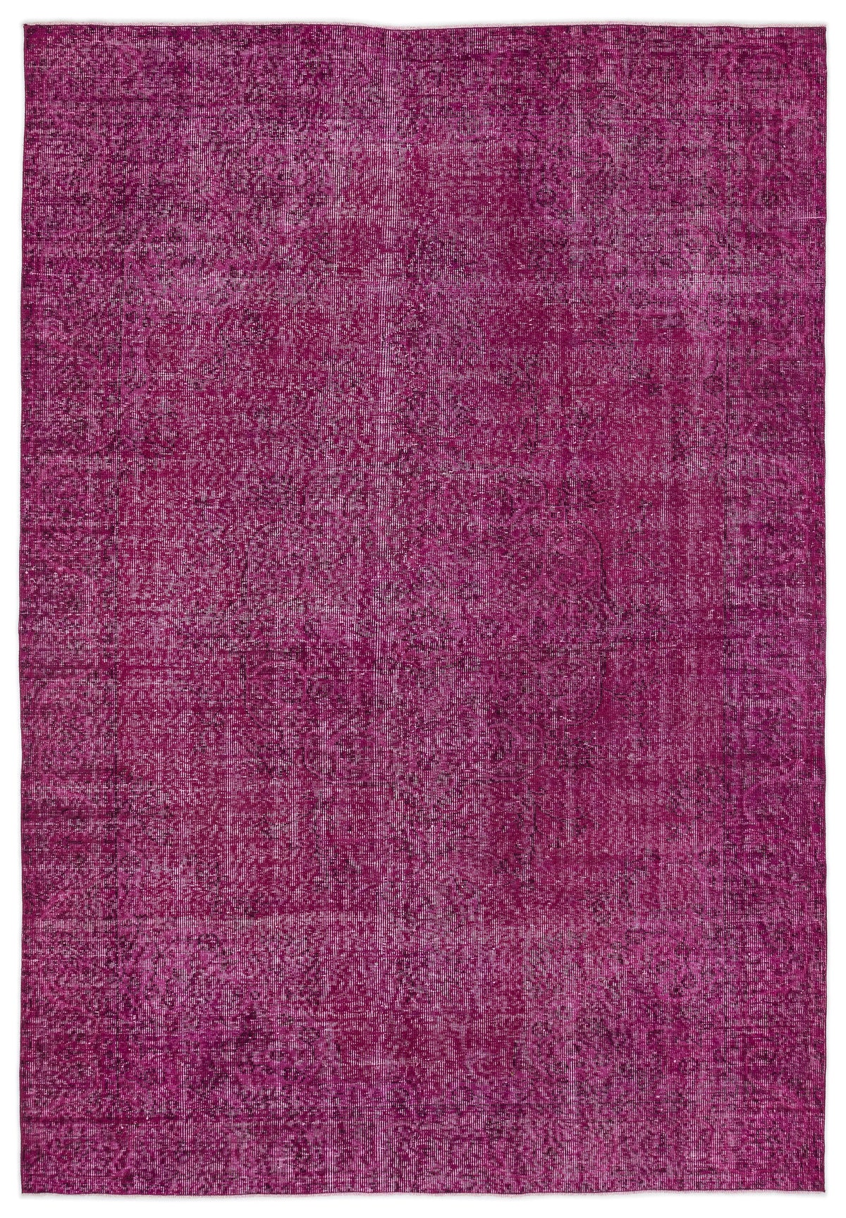 Fuchsia Over Dyed Vintage Rug 6&#39;3&#39;&#39; x 9&#39;2&#39;&#39; ft 190 x 280 cm