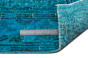 Turquoise  Over Dyed Vintage Rug 6'0'' x 9'11'' ft 184 x 301 cm