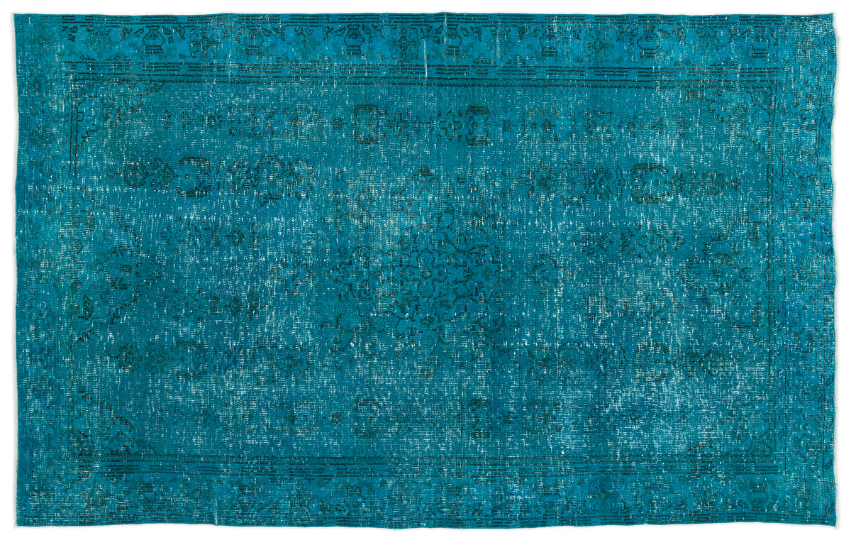 Turquoise  Over Dyed Vintage Rug 6&#39;0&#39;&#39; x 9&#39;11&#39;&#39; ft 184 x 301 cm