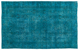 Turquoise  Over Dyed Vintage Rug 6'0'' x 9'11'' ft 184 x 301 cm