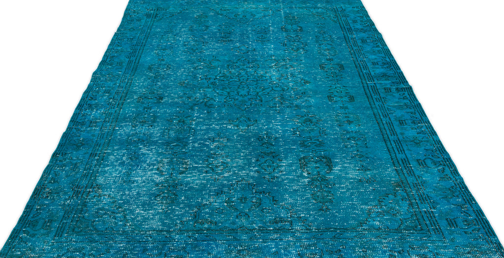 Turquoise  Over Dyed Vintage Rug 6'0'' x 9'11'' ft 184 x 301 cm