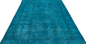 Turquoise  Over Dyed Vintage Rug 6'0'' x 9'11'' ft 184 x 301 cm