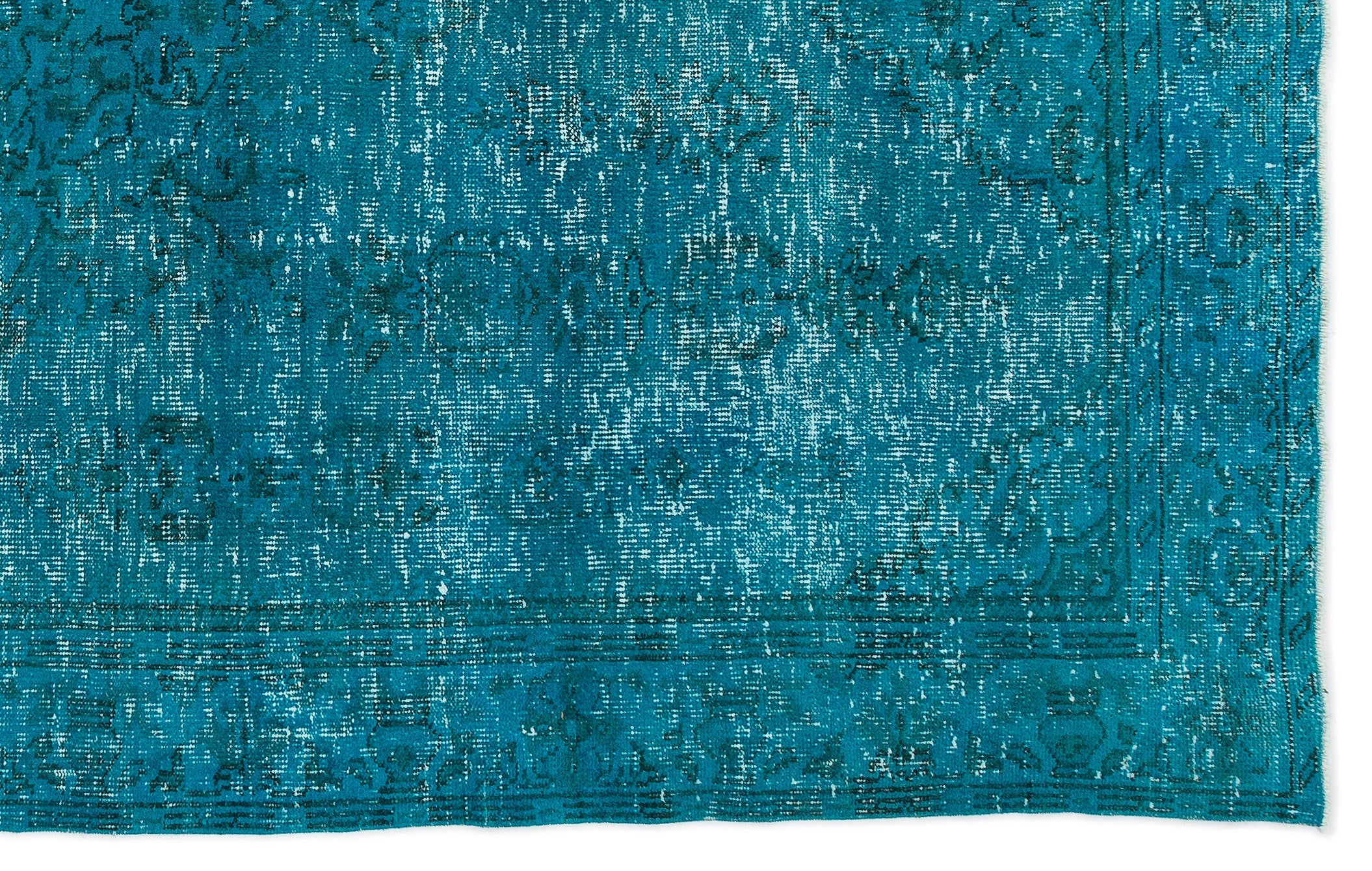 Turquoise  Over Dyed Vintage Rug 6'0'' x 9'11'' ft 184 x 301 cm