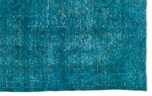 Turquoise  Over Dyed Vintage Rug 6'0'' x 9'11'' ft 184 x 301 cm