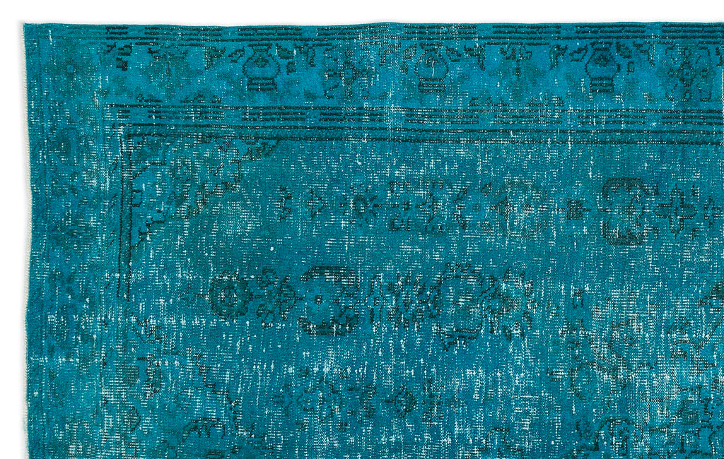 Turquoise  Over Dyed Vintage Rug 6'0'' x 9'11'' ft 184 x 301 cm