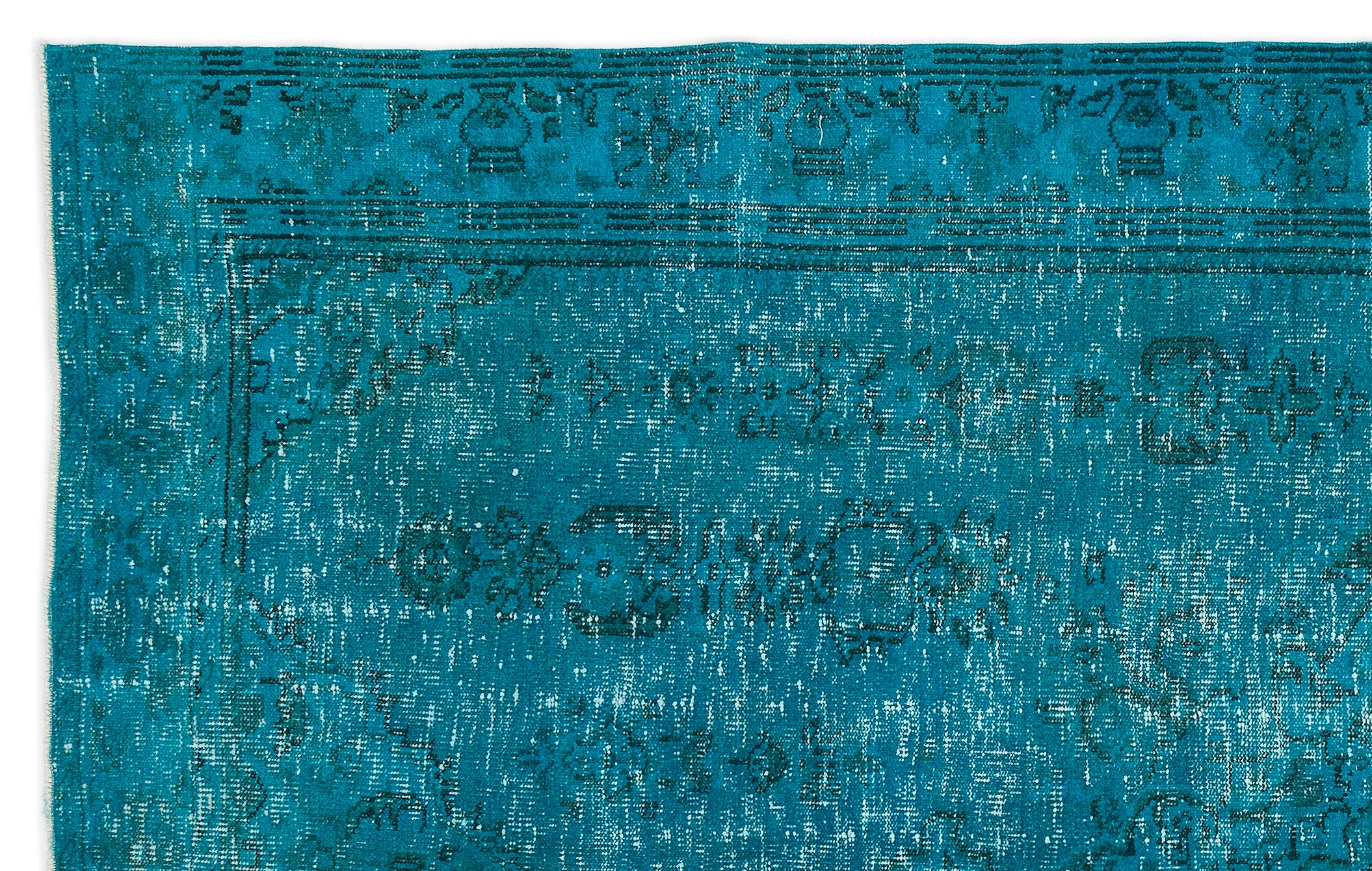 Turquoise  Over Dyed Vintage Rug 6'0'' x 9'11'' ft 184 x 301 cm