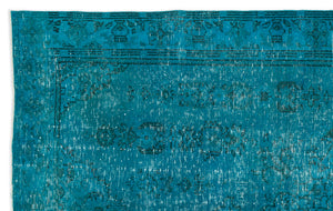 Turquoise  Over Dyed Vintage Rug 6'0'' x 9'11'' ft 184 x 301 cm