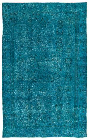Turquoise  Over Dyed Vintage Rug 6'0'' x 9'11'' ft 184 x 301 cm