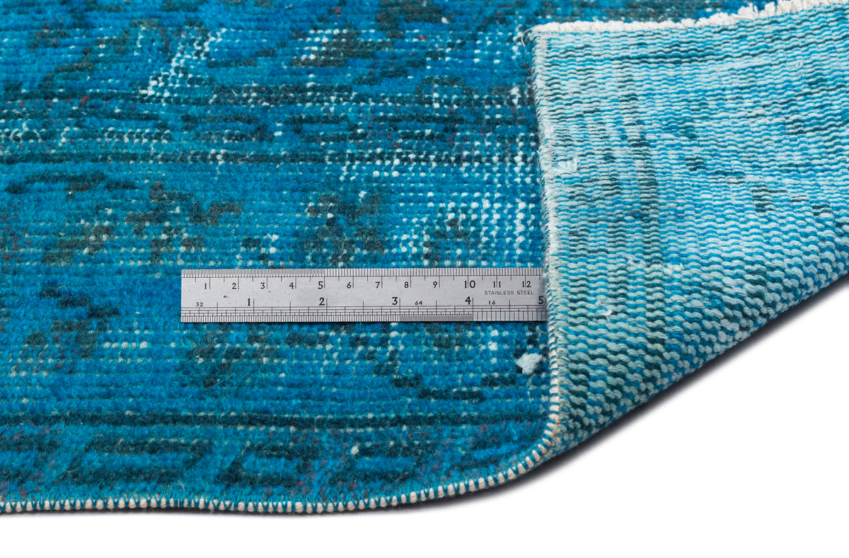 Turquoise  Over Dyed Vintage Rug 5&#39;4&#39;&#39; x 8&#39;10&#39;&#39; ft 163 x 269 cm