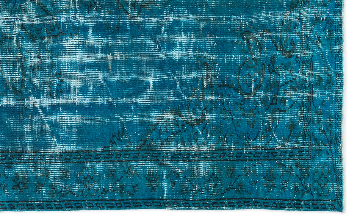 Turquoise  Over Dyed Vintage Rug 5&#39;4&#39;&#39; x 8&#39;10&#39;&#39; ft 163 x 269 cm