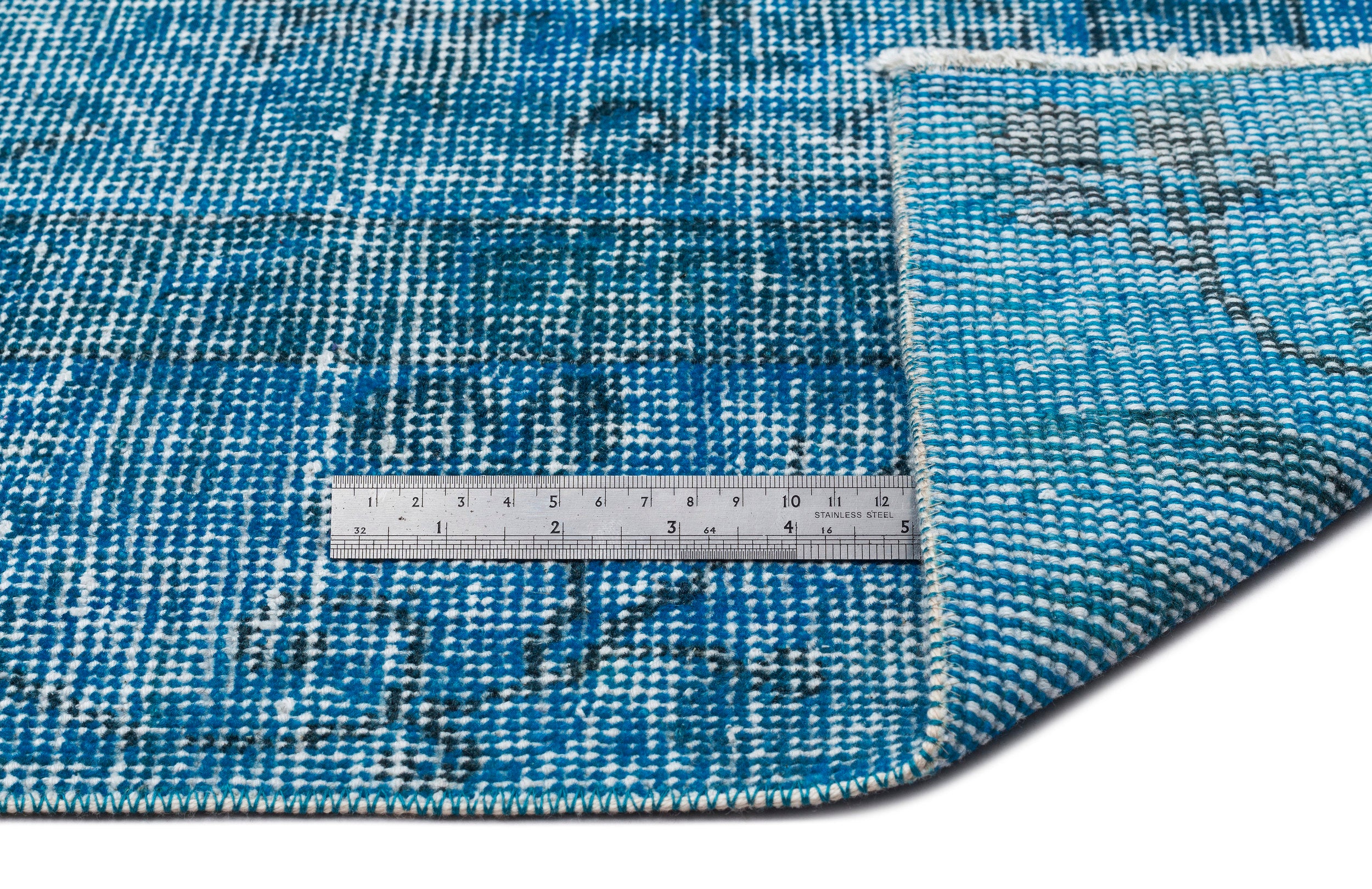 Turquoise  Over Dyed Vintage Rug 5'11'' x 9'9'' ft 180 x 296 cm