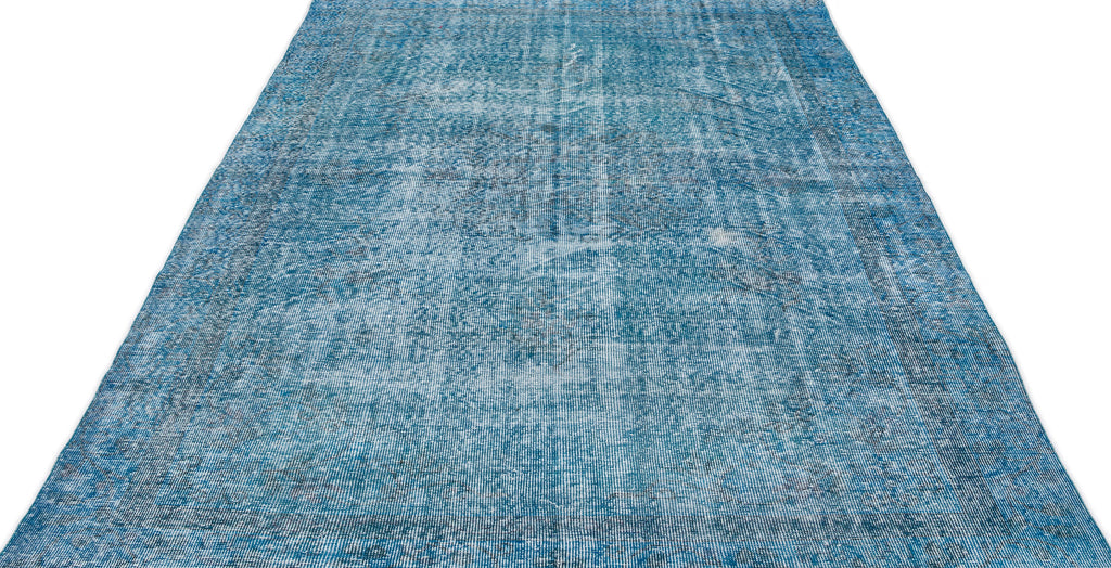 Turquoise  Over Dyed Vintage Rug 5'11'' x 9'9'' ft 180 x 296 cm