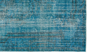 Turquoise  Over Dyed Vintage Rug 5'7'' x 9'4'' ft 170 x 285 cm