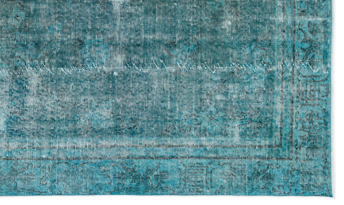 Turquoise  Over Dyed Vintage Rug 5&#39;4&#39;&#39; x 8&#39;12&#39;&#39; ft 162 x 274 cm