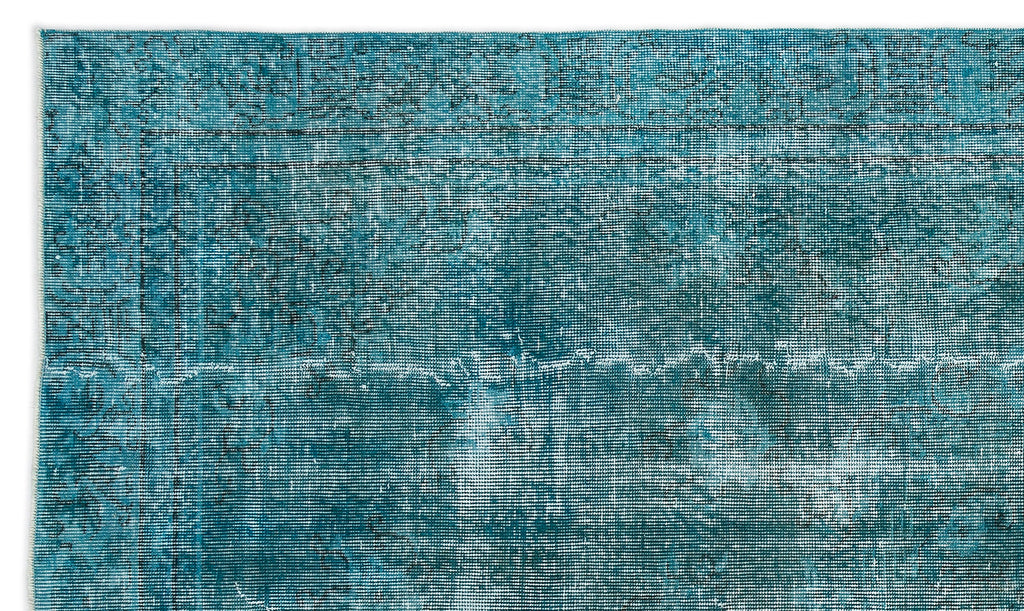 Turquoise  Over Dyed Vintage Rug 5'4'' x 8'12'' ft 162 x 274 cm