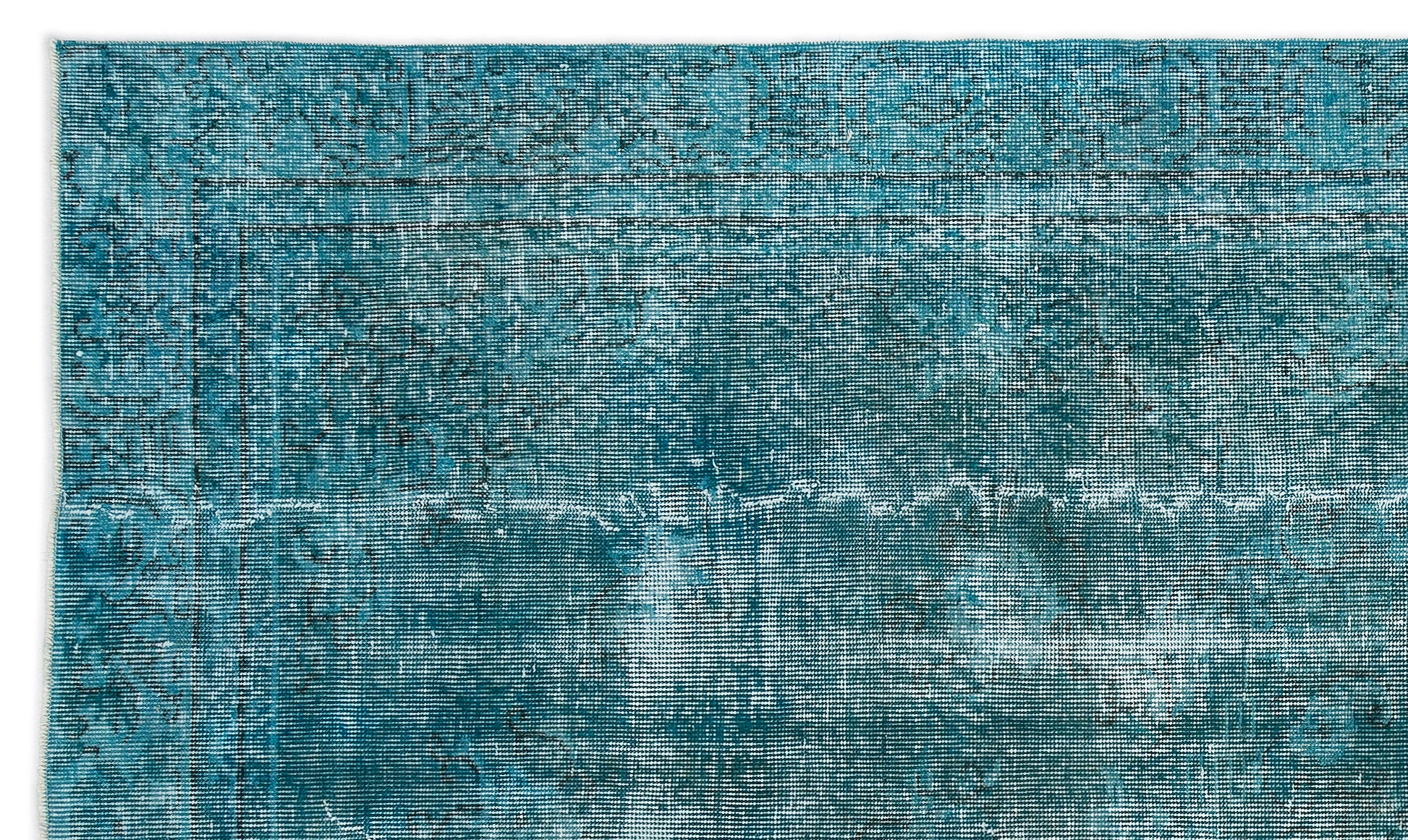 Turquoise  Over Dyed Vintage Rug 5'4'' x 8'12'' ft 162 x 274 cm