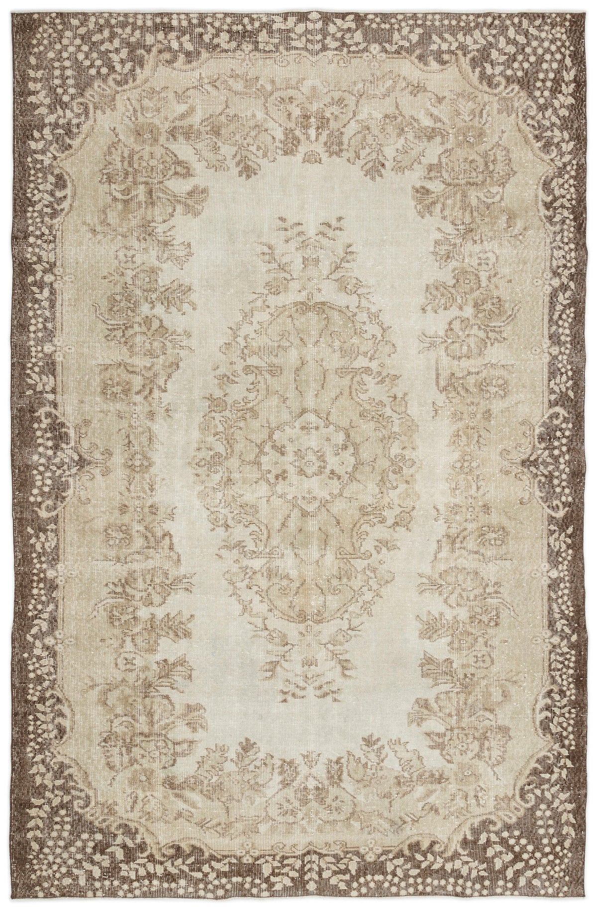 Beige Over Dyed Vintage Rug 6&#39;2&#39;&#39; x 9&#39;7&#39;&#39; ft 188 x 292 cm