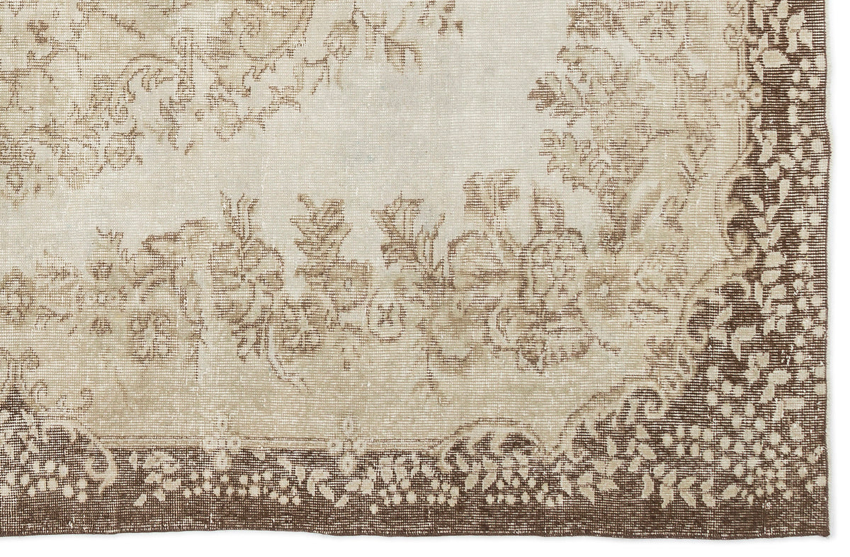 Beige Over Dyed Vintage Rug 6&#39;2&#39;&#39; x 9&#39;7&#39;&#39; ft 188 x 292 cm