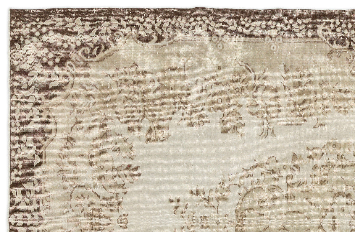Beige Over Dyed Vintage Rug 6&#39;2&#39;&#39; x 9&#39;7&#39;&#39; ft 188 x 292 cm
