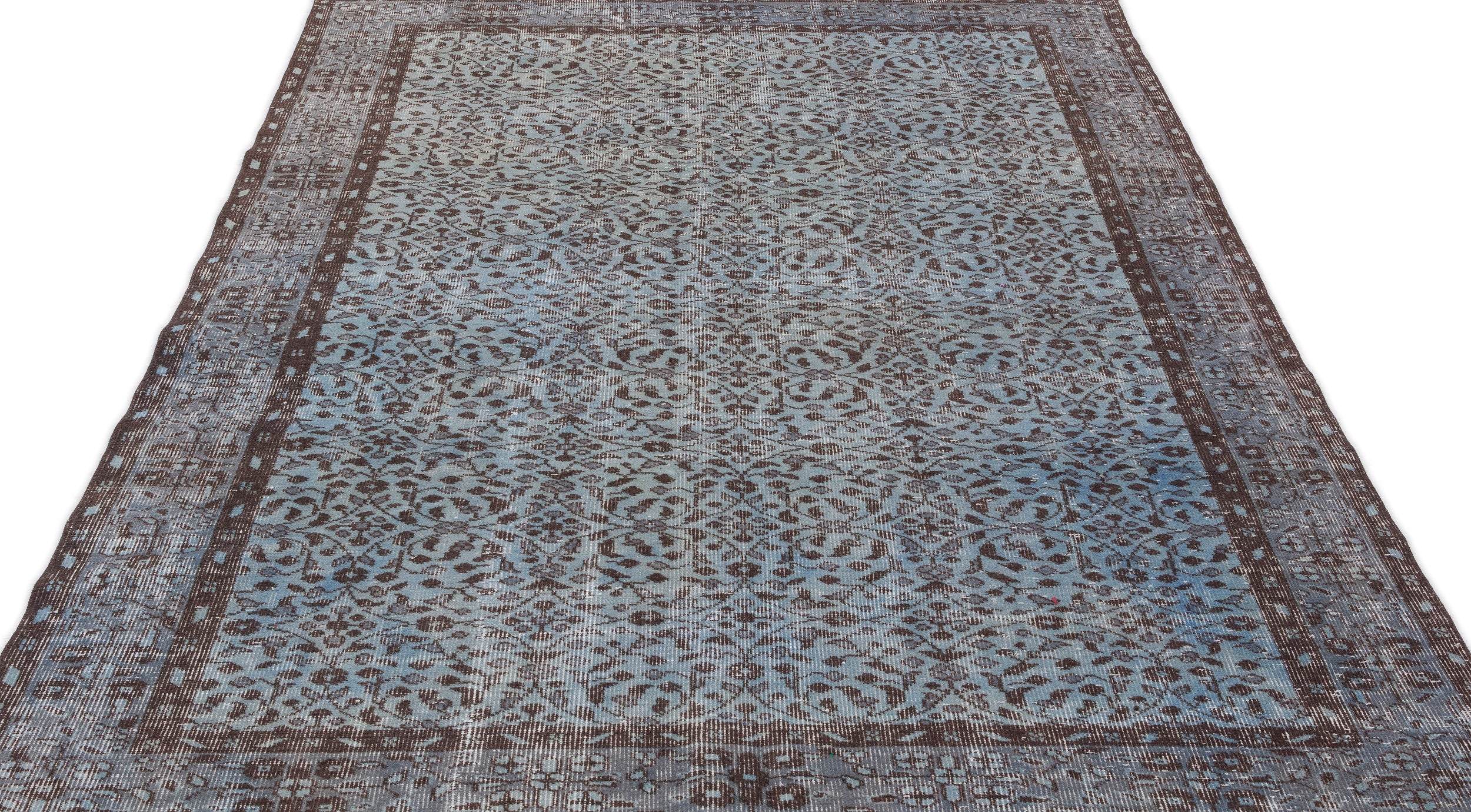 Blue Over Dyed Vintage Rug 5'6'' x 8'4'' ft 167 x 253 cm